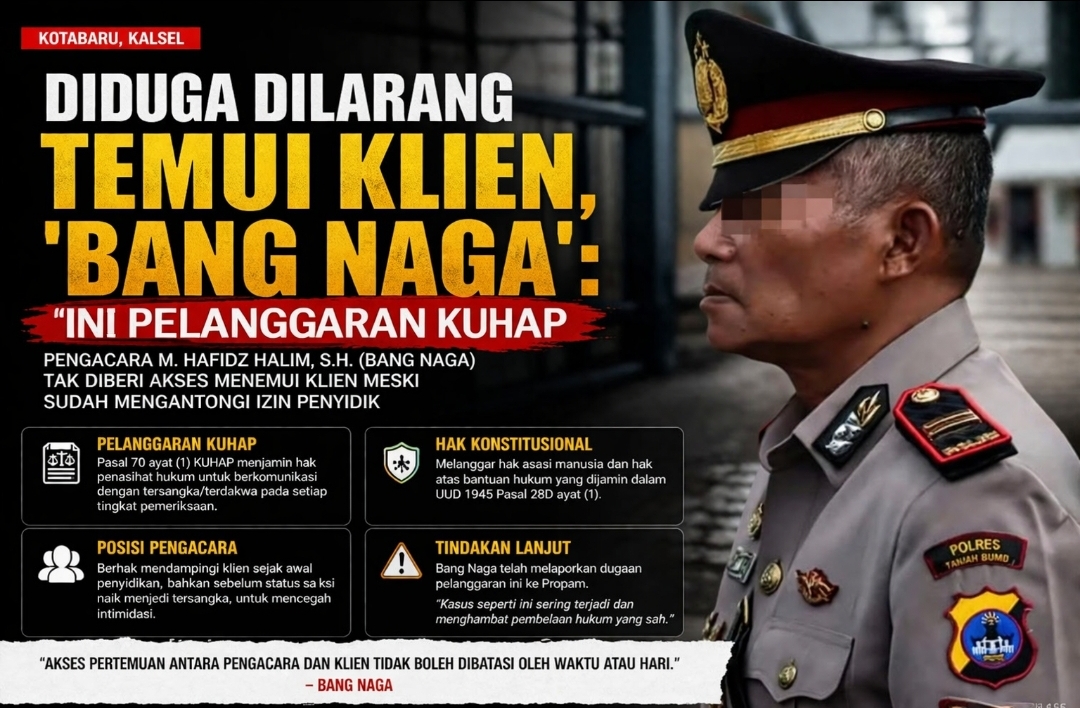 Dilarang Bertemu Klien, Pengacara ‘Bang Naga’ Laporkan Dugaan Pelanggaran KUHAP ke Propam