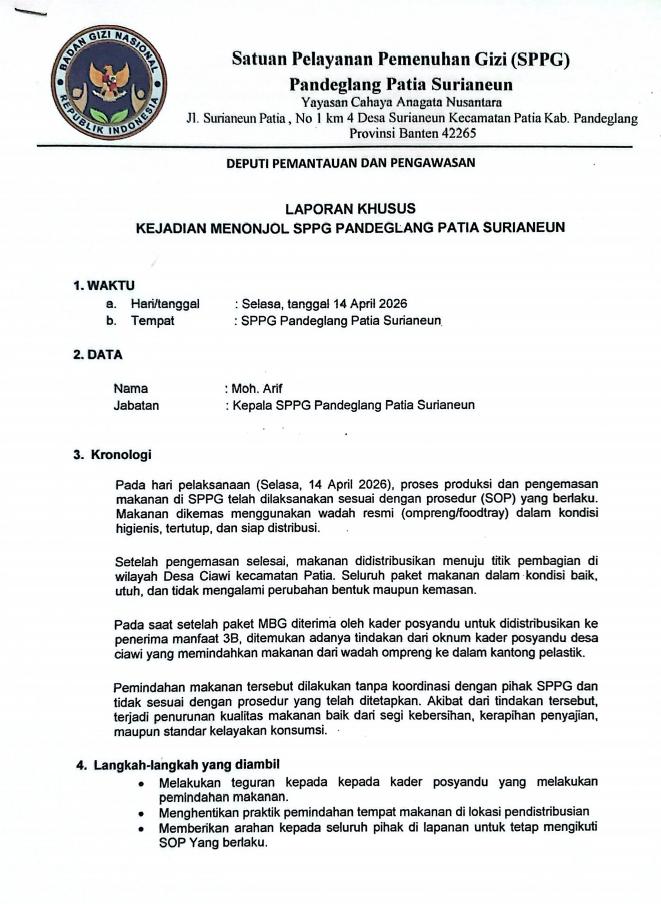 Saling Menyalahkan Bukan Solusi: Polemik Distribusi Menu MBG Gunakan Kantong Plastik di Surianeun Patia, Krisis Tanggung Jawab Kolektif