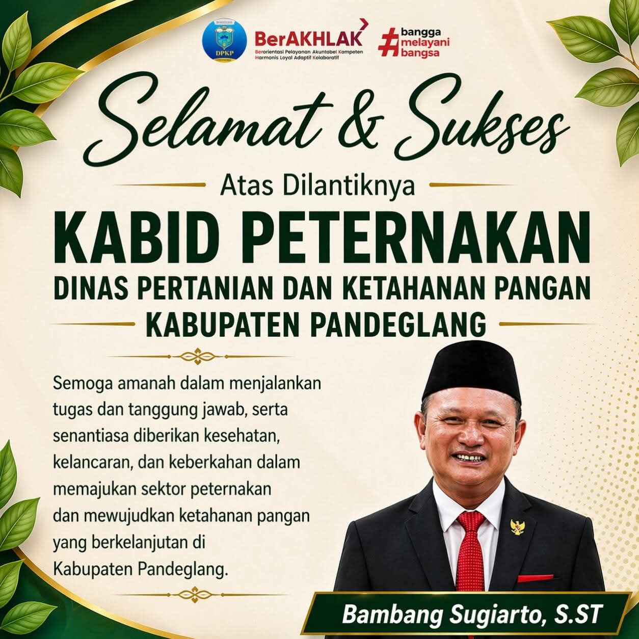 Ketua Jurnalis Banten Bersatu Sampaikan Ucapan Selamat atas Pelantikan Kepala Bidang Peternakan dan Kesehatan Hewan Pandeglang