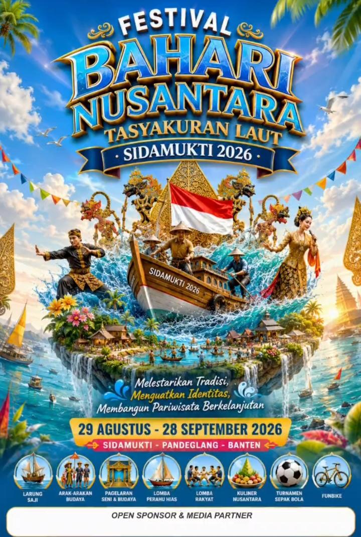 Bangkitkan Wisata Bahari Pandeglang, Festival Tasyakuran Laut Sidamukti 2026 Disambut Antusias Masyarakat
