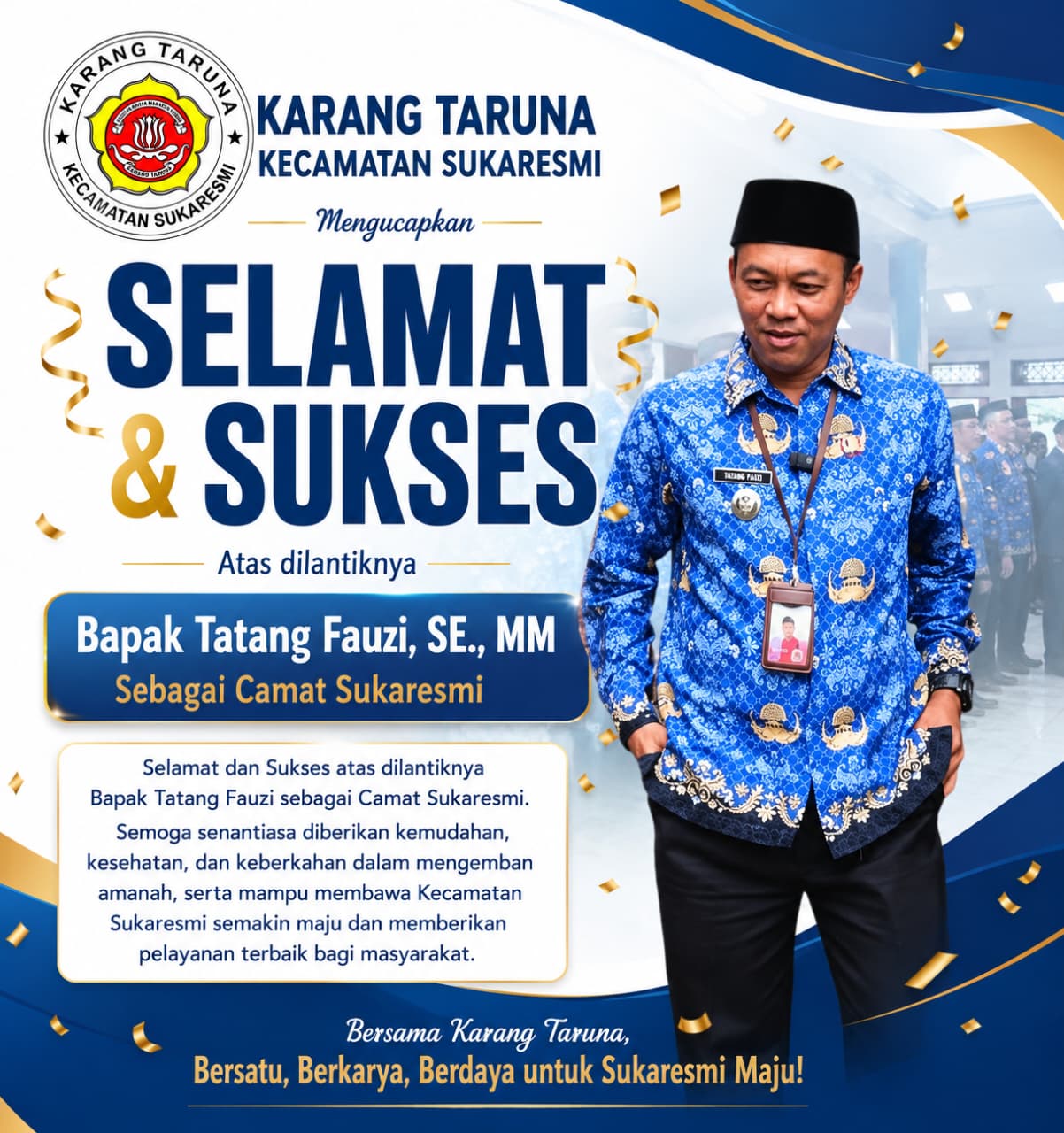 Dari Amanah Menuju Kepastian, Tatang Fauzi Resmi Dilantik sebagai Camat Sukaresmi, Dukungan Masyarakat Mengalir