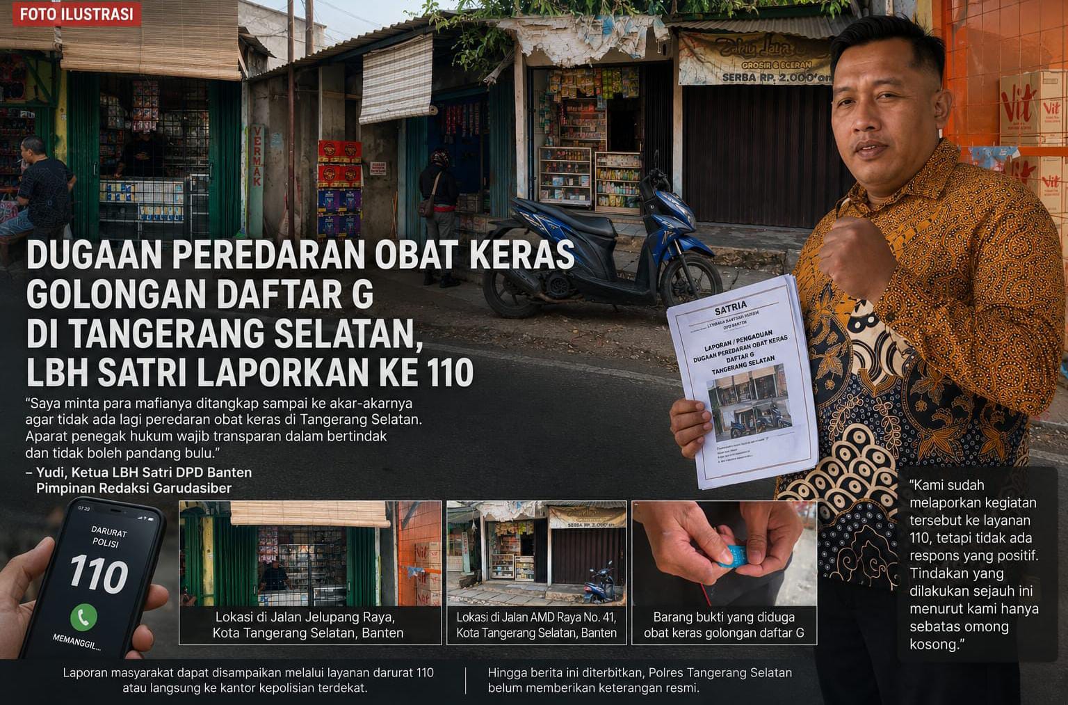 Dugaan Peredaran Obat Daftar G di Wilayah Hukum Polres Tangerang Selatan Kembali Disorot, Penanganan Aparat Dipertanyakan