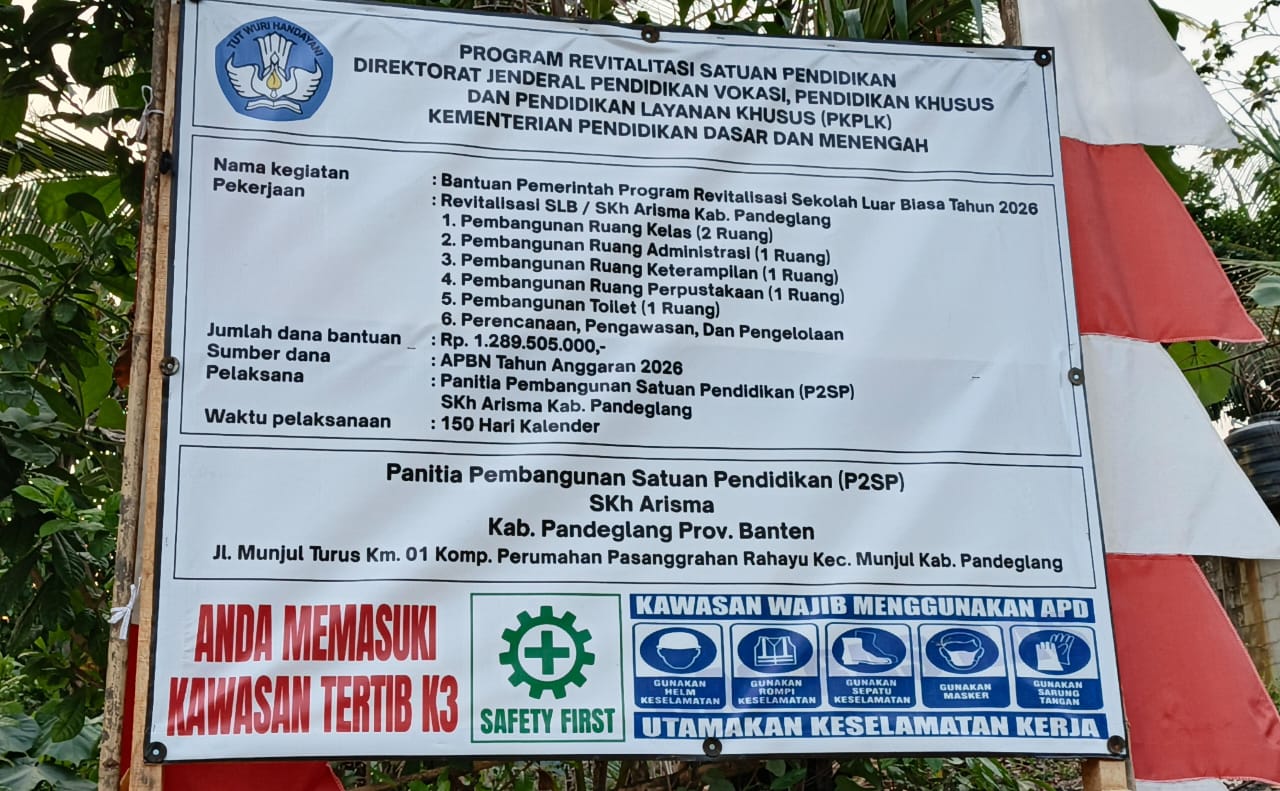 Diduga Carut-Marut! Revitalisasi SLB/SKH Arisma Rp1,28 Miliar Disorot, GOW-BANTEN Desak BPK RI, KPK RI dan Gubernur Banten Turun Tangan